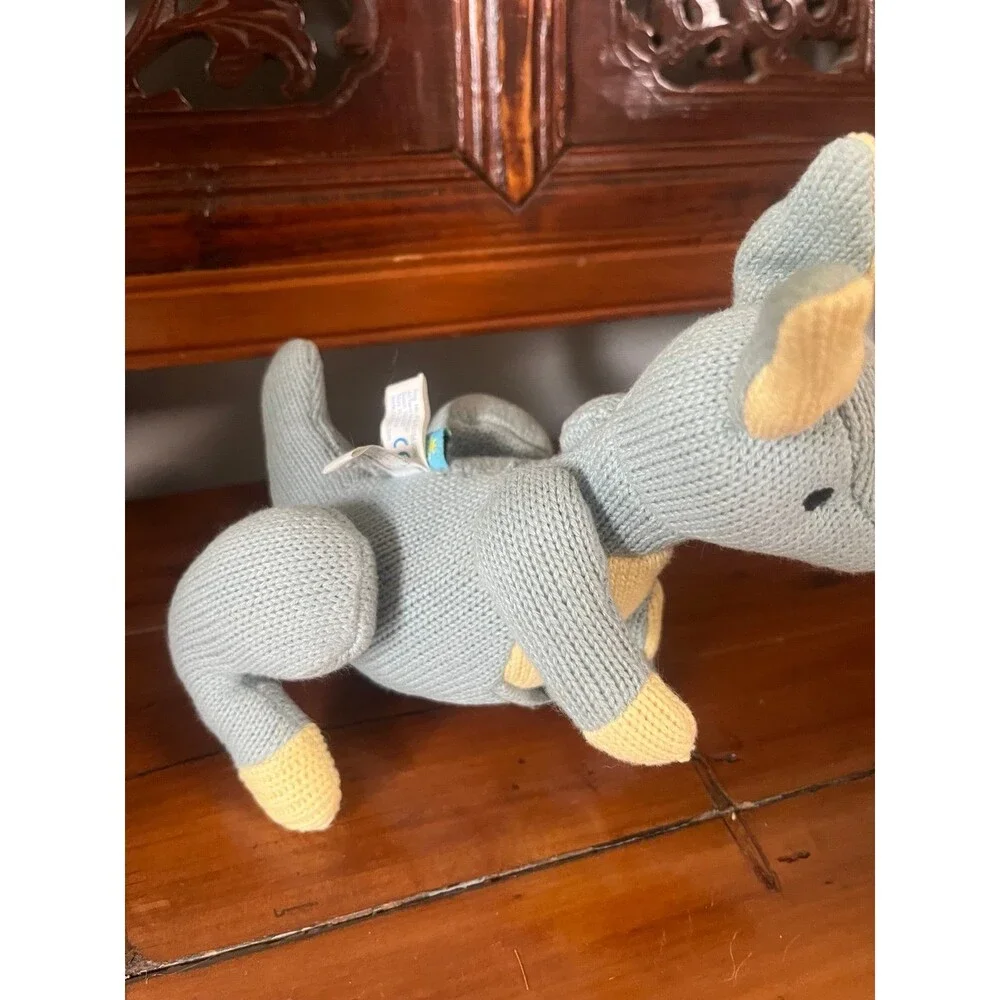 Vintage Rich Frog Kangaroo Rattle a Roo Knit Cotton Stuffed Animal